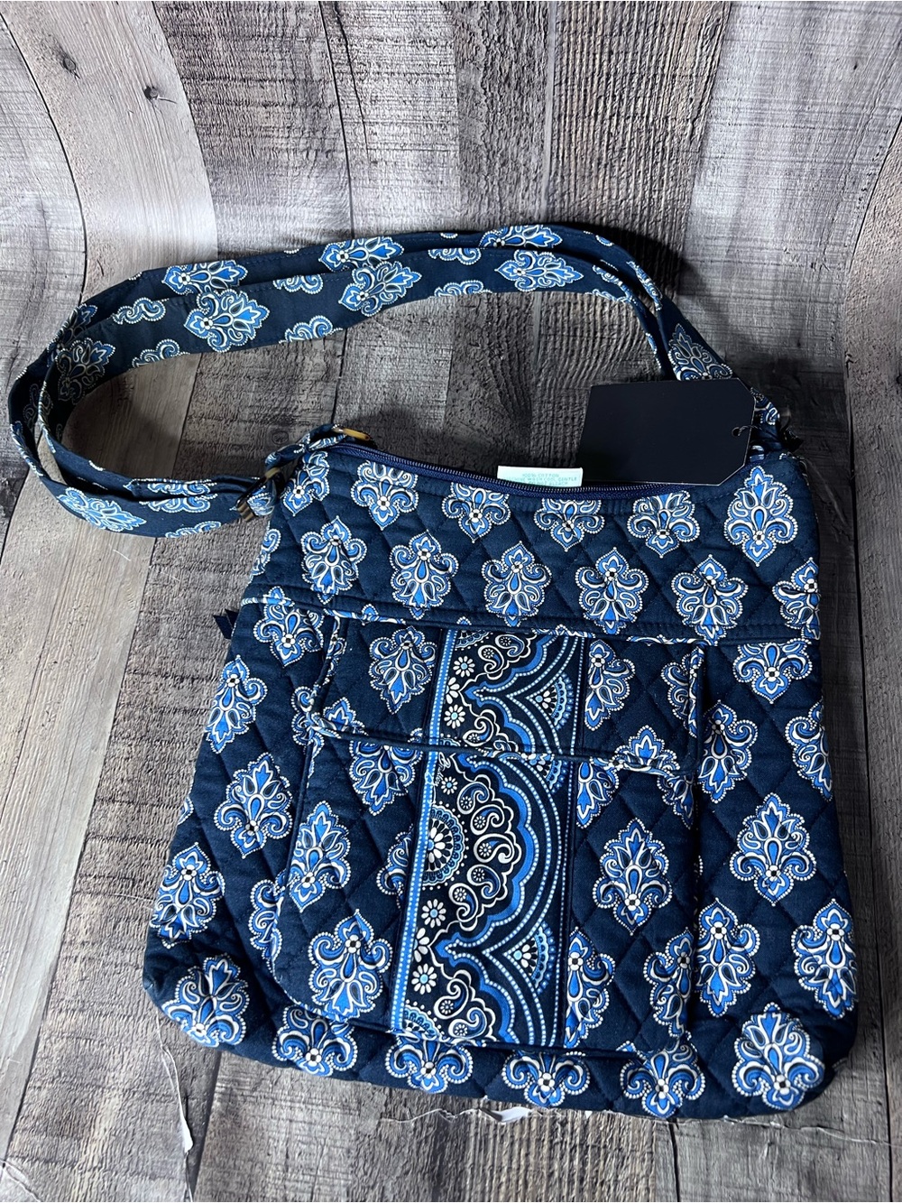 Vera Bradley Navy Blue Quilted Paisley Crossbody - Picture 8 of 12